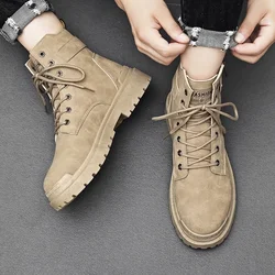 Outdoor Men's Boots Autumn and Winter Anti Slip Wear-resistant Hiking Shoes Off-road Running Shoes Denim Boots Motorcycle Shoes
