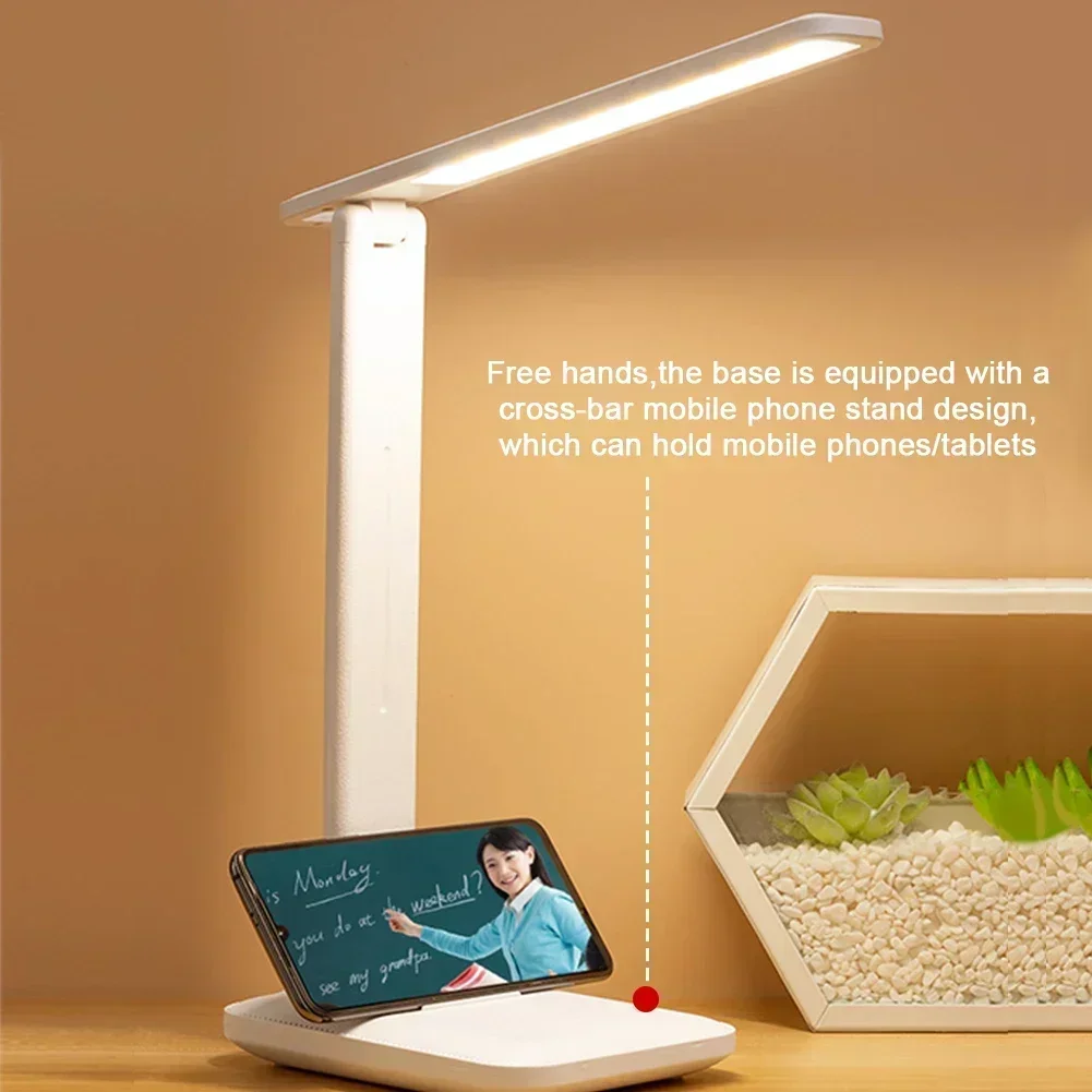 Folding Table Lamp Eye Protection 3 Color Dimmable Touch LED Lamp 360° Flexible Desk Light Bedside Reading Lamp USB Rechargeable