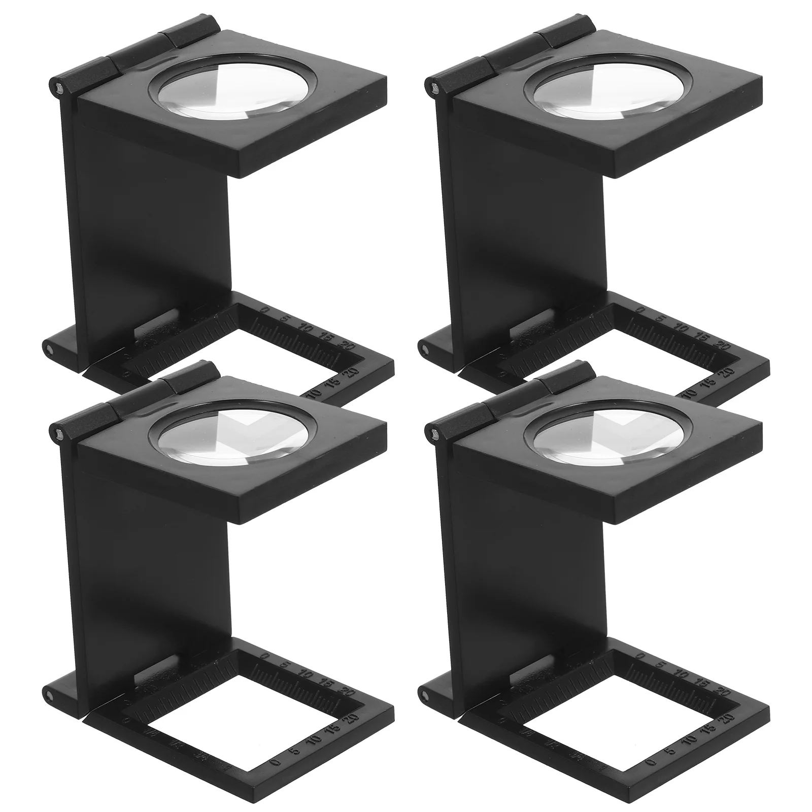 

4pcs 10X Folding Magnifier With Scale For Sewing Jewelry Compact Loupe Glass For Tailoring Fabric Inspection Craft Use