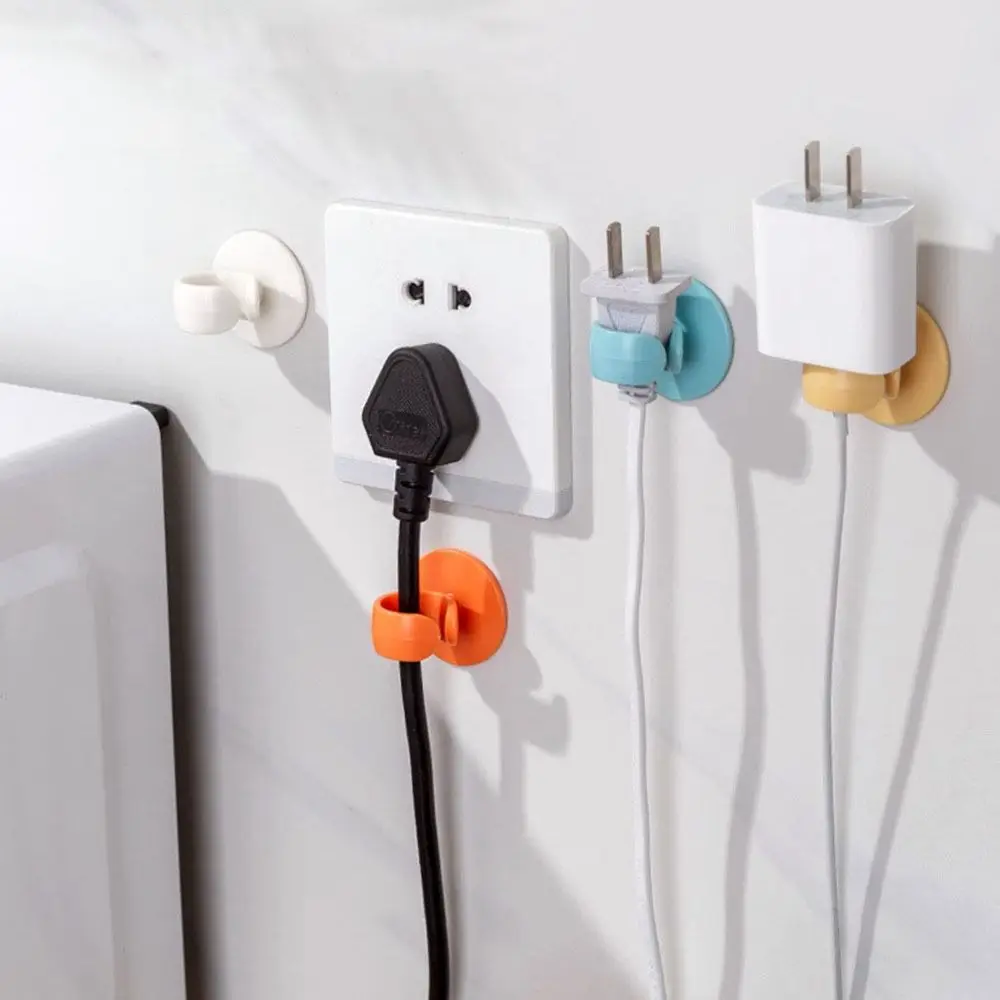 Plastic Plug Hook Multifunctional Wall Adhesive Non-marking Plug Storage Holder Nail-free Cord Storage Rack Office