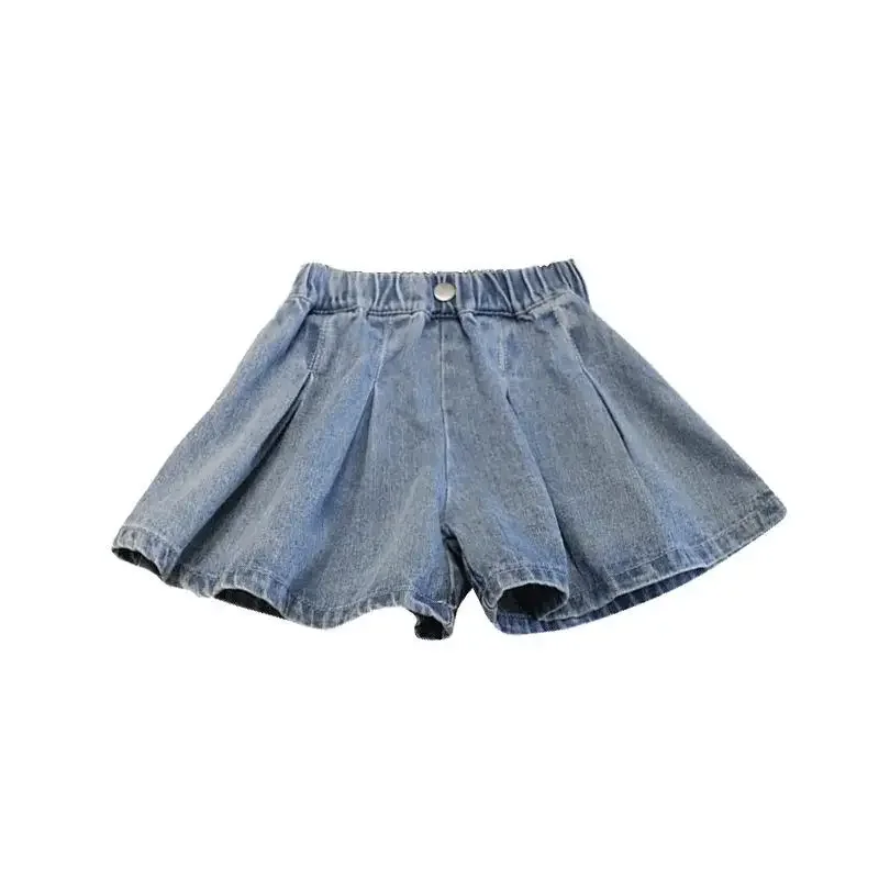 Summer Children's Shorts Girls Solid Color Jeans Casual Kids Loose Pants Clothes 4 To 13 Years Old Toddler Bottoms