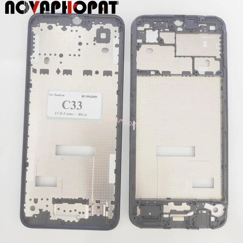 Novaphopat LCD Display Frame Front Housing Cover Chassis Bezel For Realme C33 RMX3624 Front Case