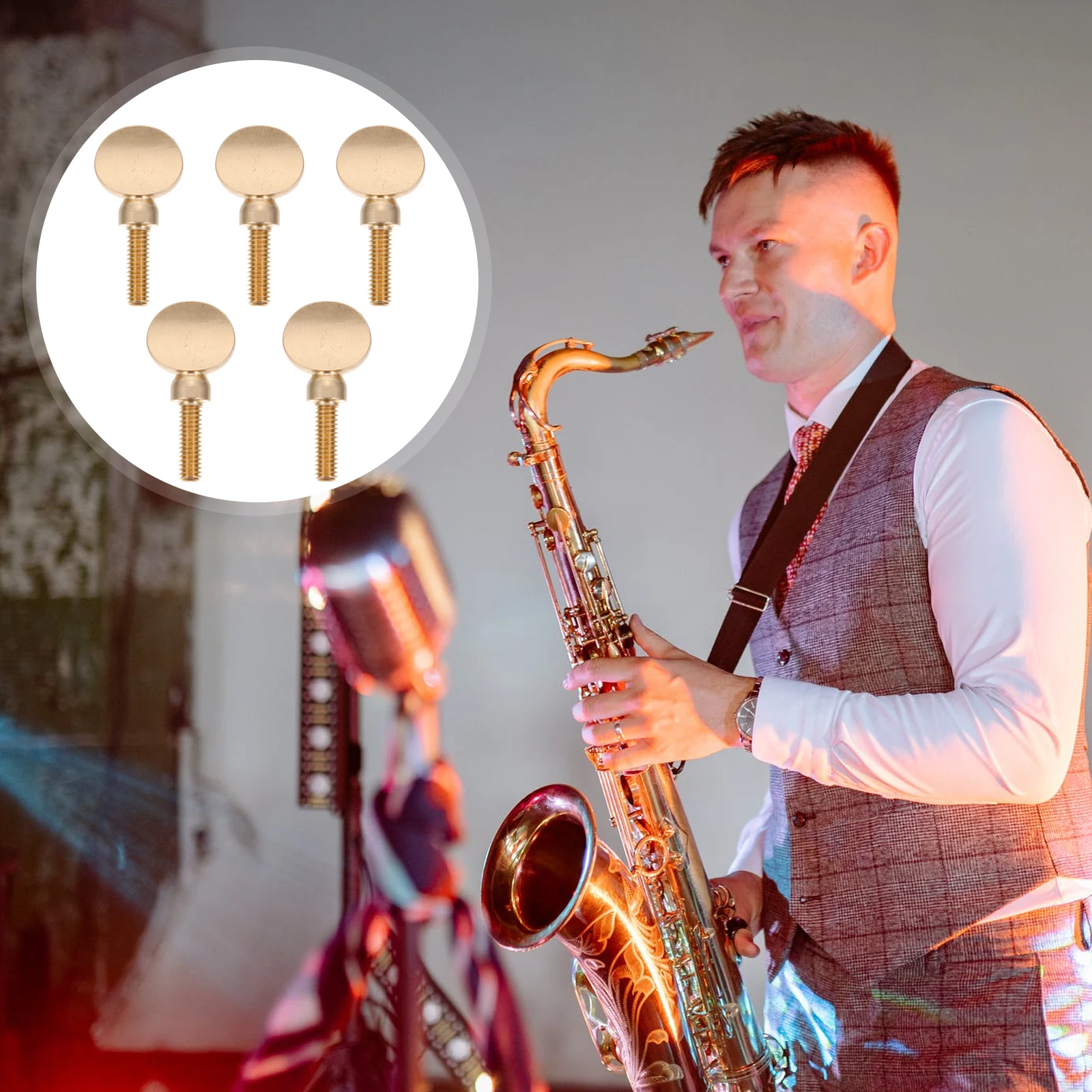 

5 Pcs Golden Saxophone Accessory Accessories Neck Screw Key Brass Lacquered Curved