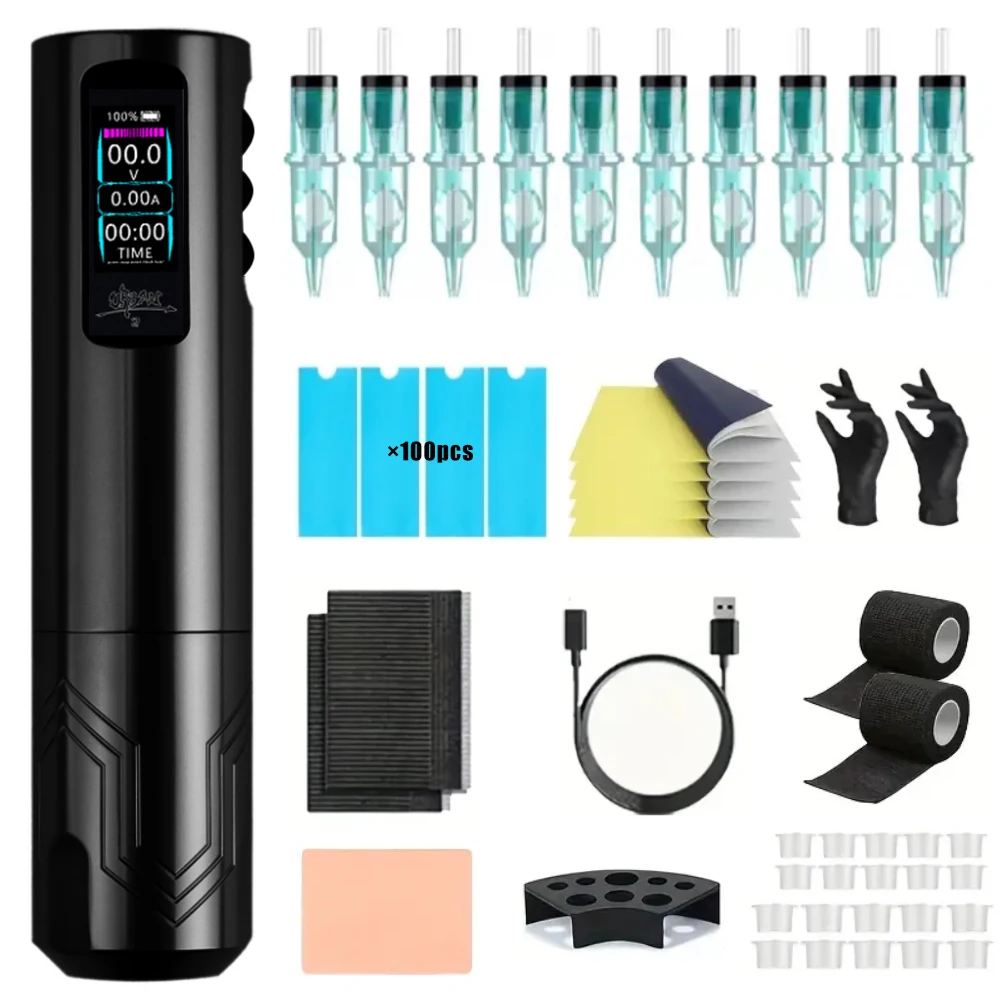 

Tattoo Machine or Wireless Tattoo Pen Kit Tattoo Kit with 10 Pcs Tattoo Needles, Complete Tattoo Machine kit Tattoo Supplies