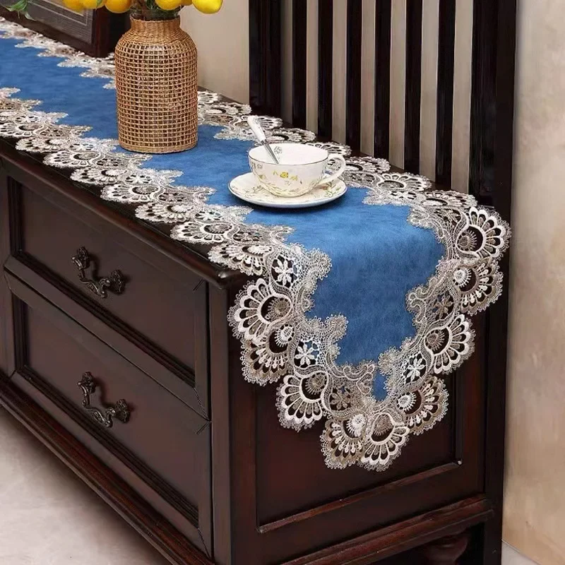 

Oval Tablecloth Tassel Flag Dust Cover Modern Dining Table Cover Embroidered Tea Table Cloth Lace TV Cabinet Covers