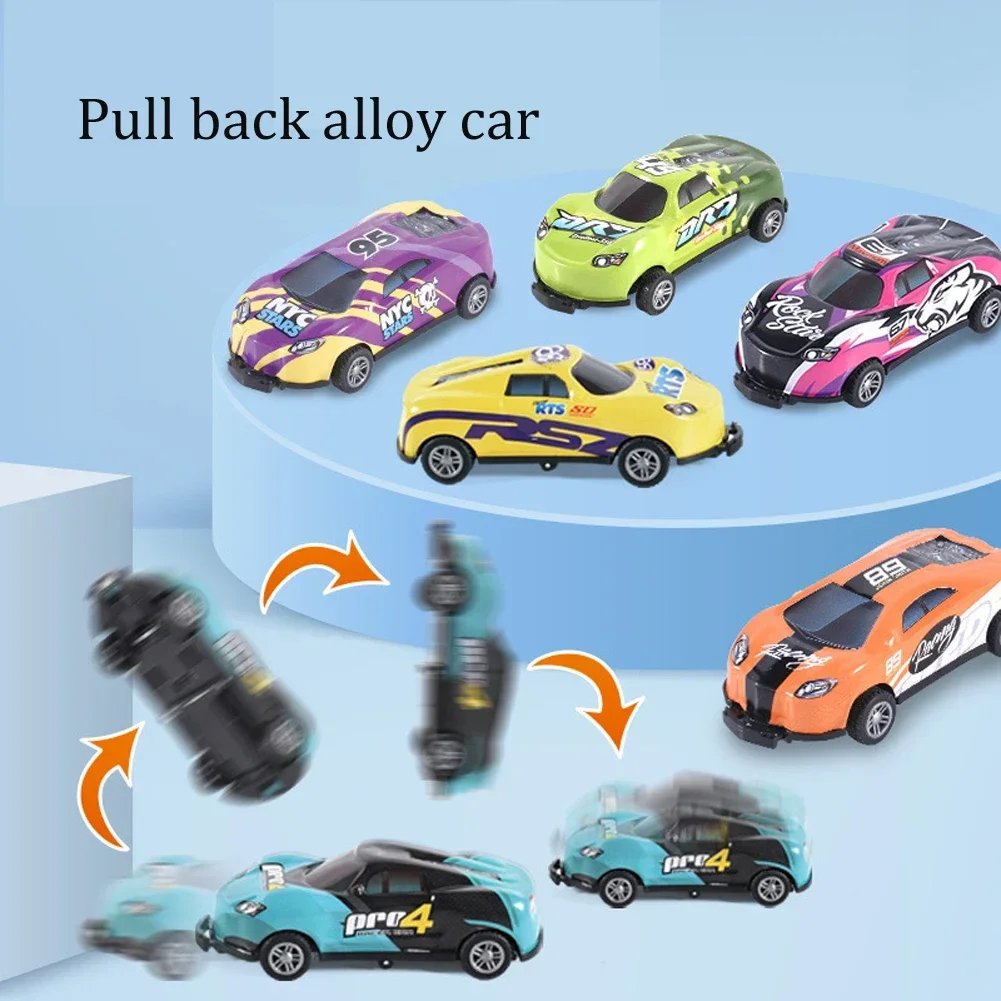 Novas crianças brinquedo dublê fundição carro liga puxar para trás carros ejeção saltando dublê carro 360 flip dump carro brinquedo crianças presente de aniversário