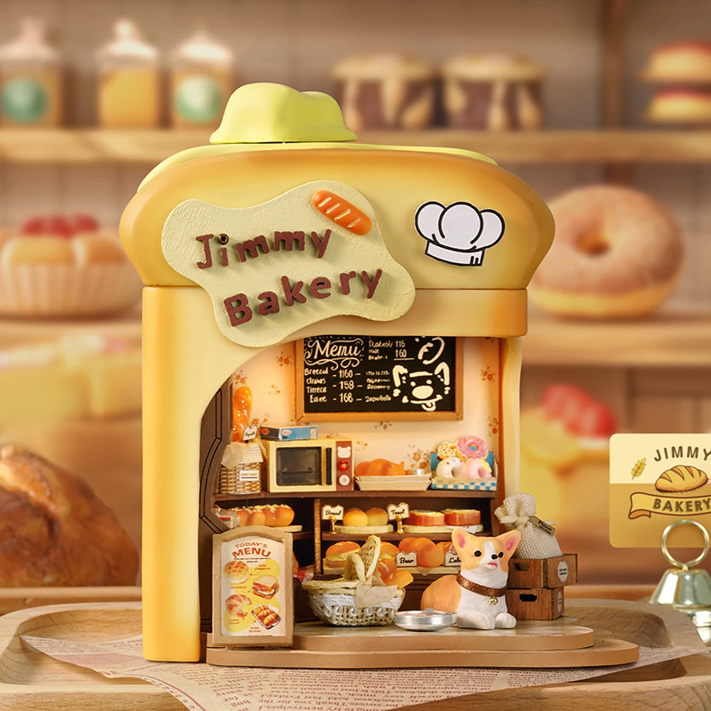 Mini Bakery Dollhouse Kit 3D Jigsaw Assembly Model DIY Handmade Set, Bedroom Decoration Wooden Crafts Girl Toys Birthday Gift