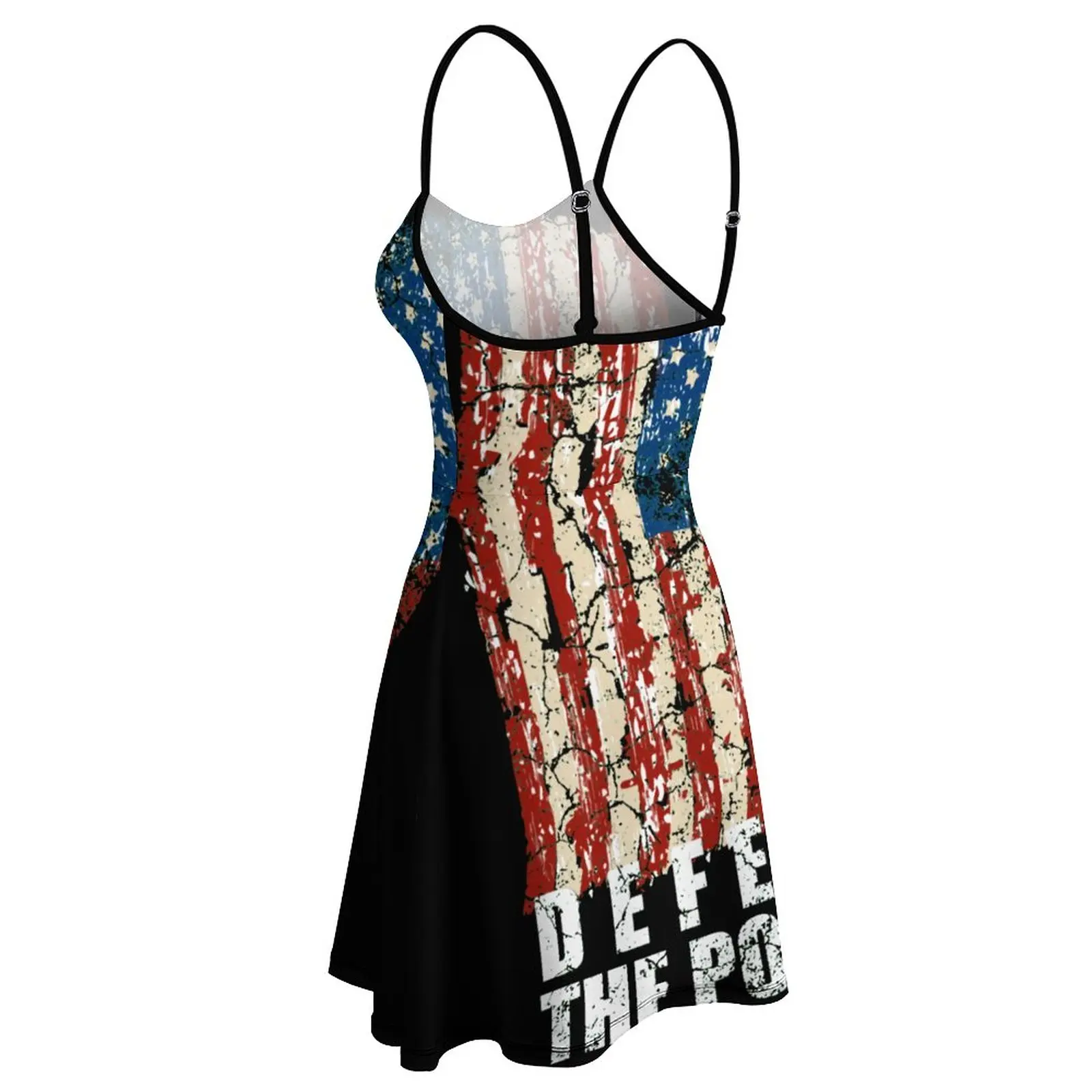 Defend-the-police-American-Flag-Defend-The Women's Sling Dress Cute Sexy Woman's Clothing Humor Graphic  Parties Suspender Dress