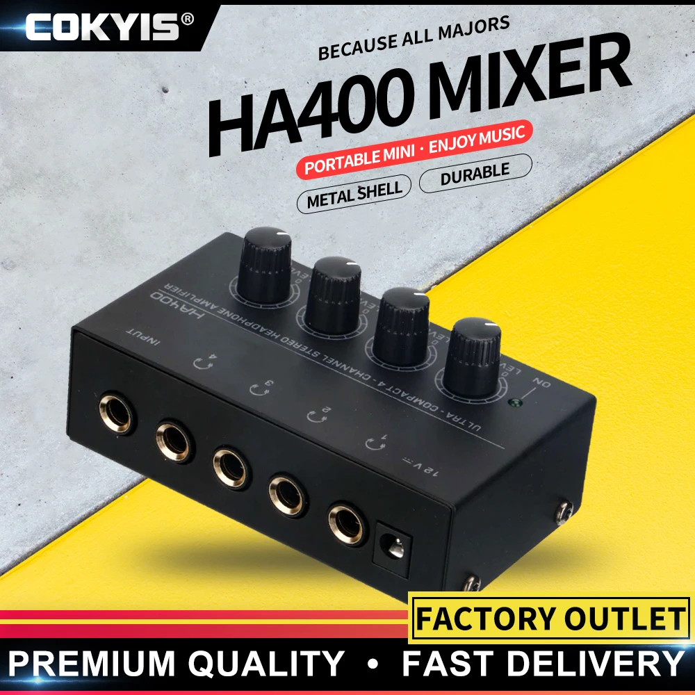 HA400 4 Channel Stereo Headphone Amplifier/Headphone distributor Ultra-Compact Mini Eu/US Plug,for Music Mixer Recording