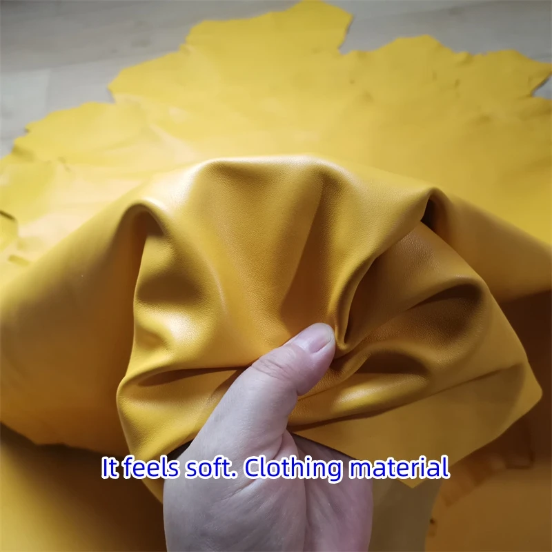 0.8/0.9mm Yellow. Dark Blue Sheepskin. First Layer Leather. Real Leather Fabric. Handmade DIY For Clothes. A Throw Pillow. Whole