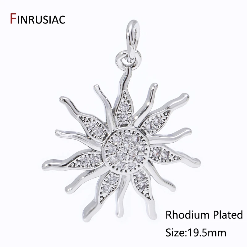 DIY Messing Runde Sonne Charms Halskette Herstellung Zubehör 18K vergoldet eingelegte Zirkon Sonne Anhänger für Schmuckherstellung Zubehör – Detail 9