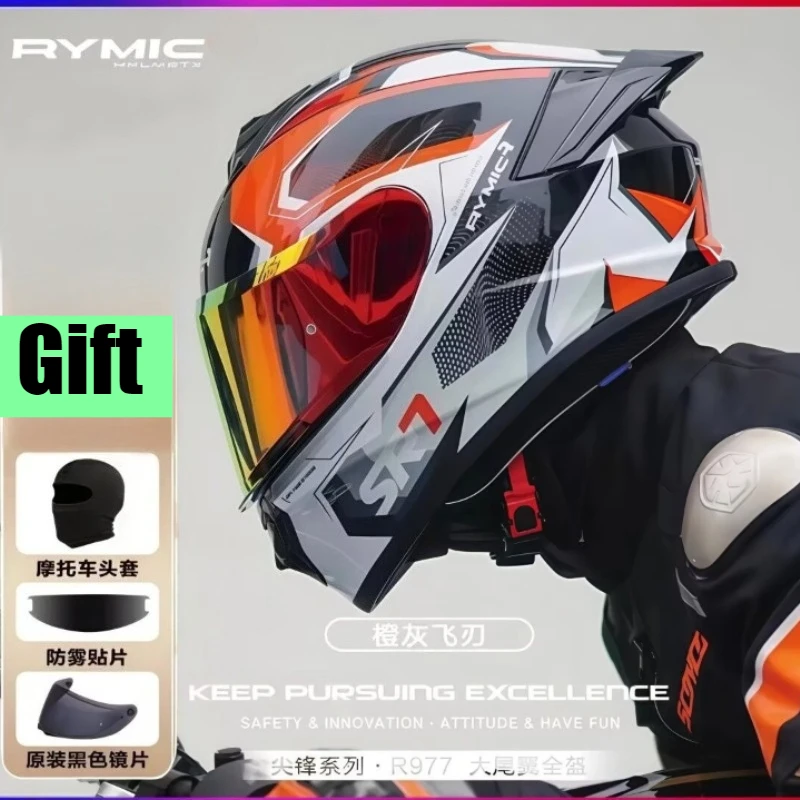RYMIC R977 Full Face Motorcycle Helmet Men and Women All Seasons Motorcycle Racing Helmet DOT & ECE Certified