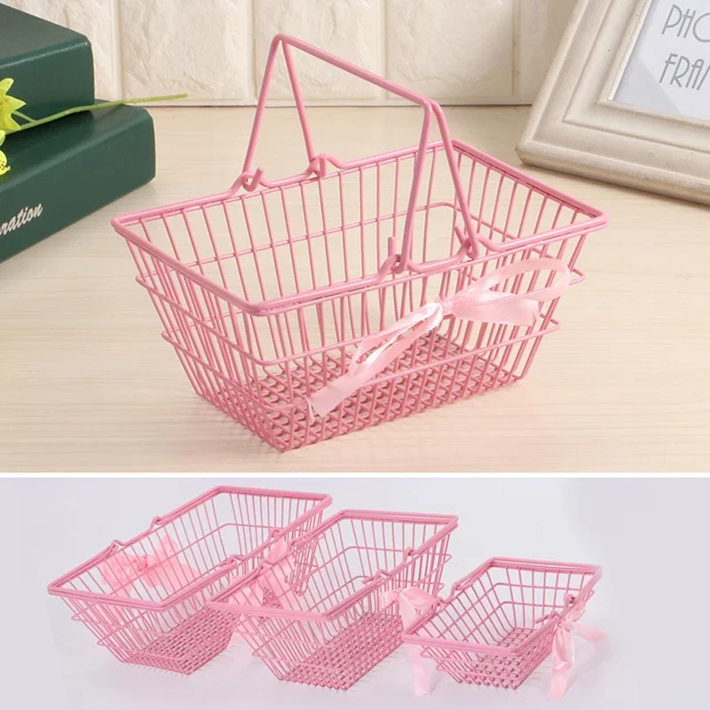 Mini panier de rangement rose pour fille, organisateur de bureau, conteneur en spanTable, cosmétiques, bijoux, S, m, l, 1 pièce