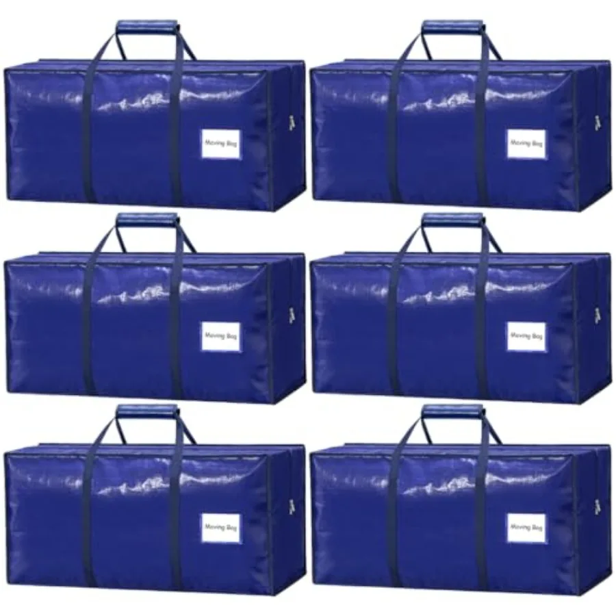 

6 Pack Large Moving Bags Heavy Duty Reusable Storage Bags with Zippers and Handles Extra-Large Packing Bags for Moving Boxes, C