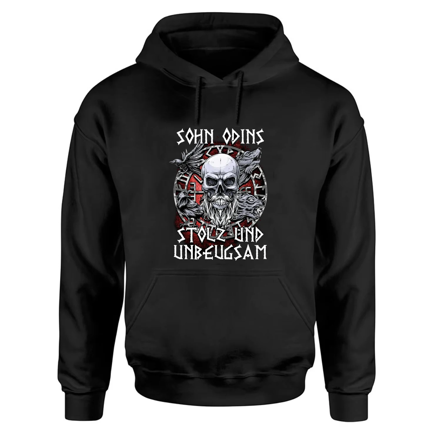 Guerreiro nórdico runa corvo lobo slogan pagão filhos de odin pulôver com capuz novo 100% algodão confortável casual moletom masculino
