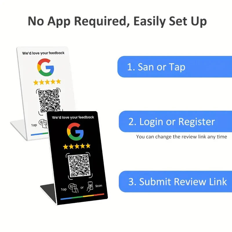 1PCS 13.56mhz Nfc 215 programmable QR code Google Review Card Nfc For Google Comment Review Tap Cards