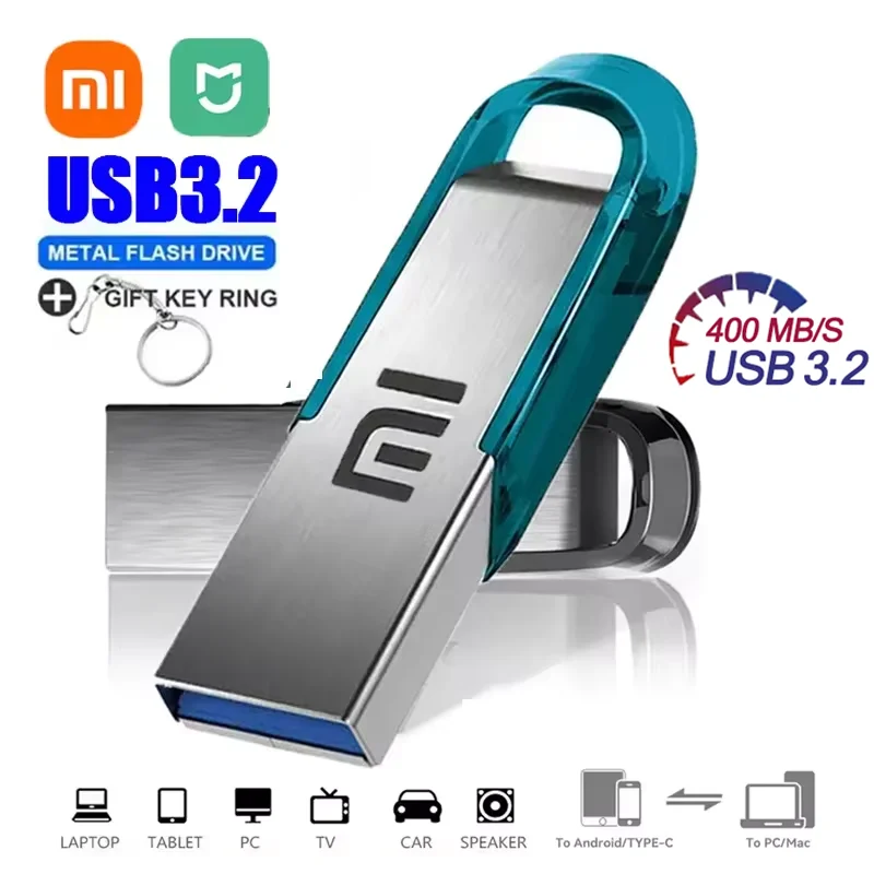 Xiaomi-Unidade Flash USB 3.2, Pen Drive de Alta Velocidade, Disco Flash Metal, Adaptador Tipo C, Disco Impermeável, 512GB, 1TB, 2TB, 64GB