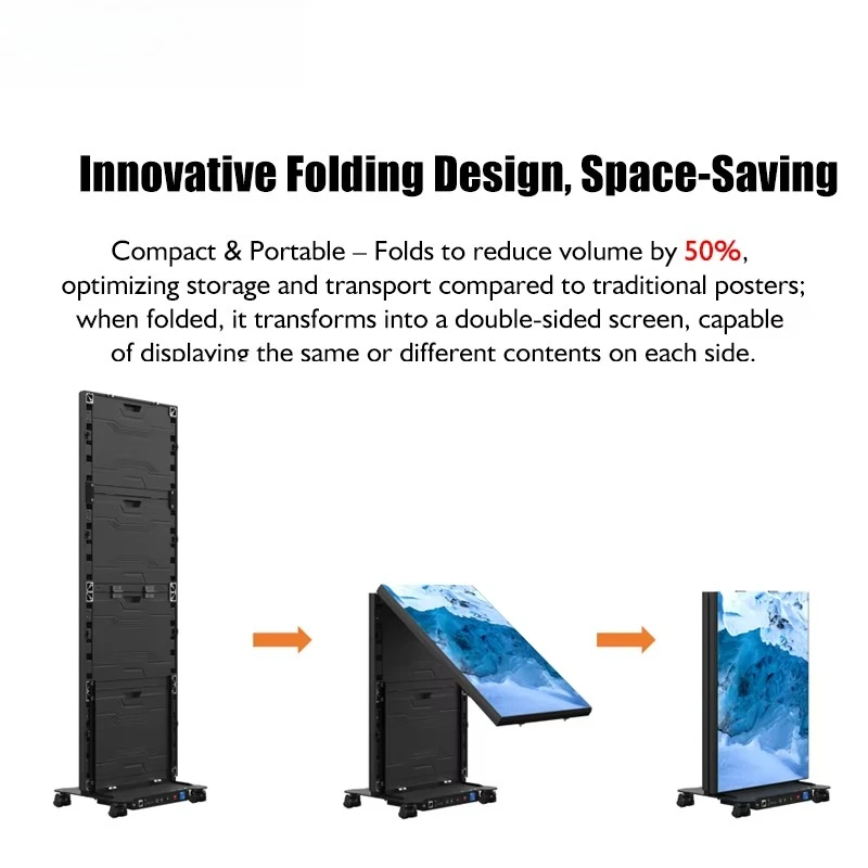 Portable Foldable Light Emitting Diode Poster Totem Monitor Indoor