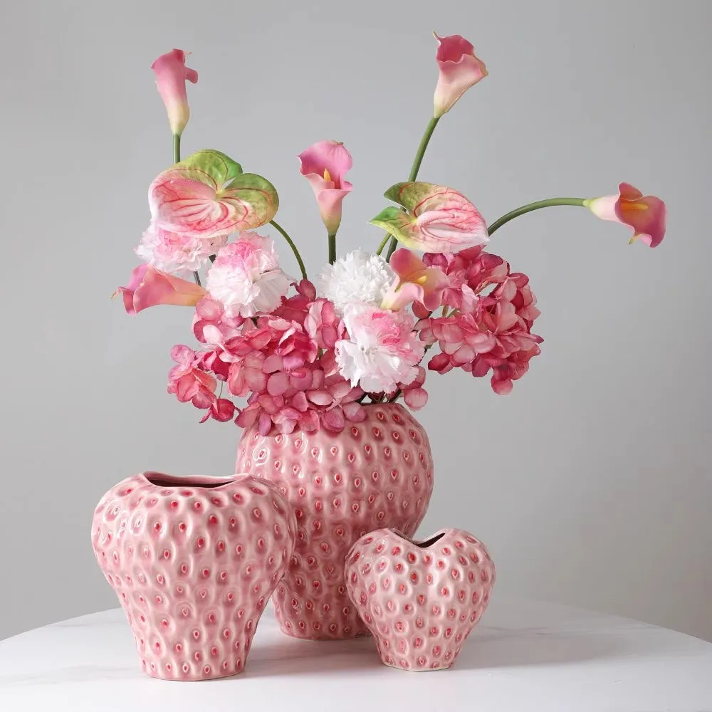 

Creative Design Strawberry Vase Ceramic Utensils TV Cabinet Decorations Hydroponic Flowers Vase Home Decor