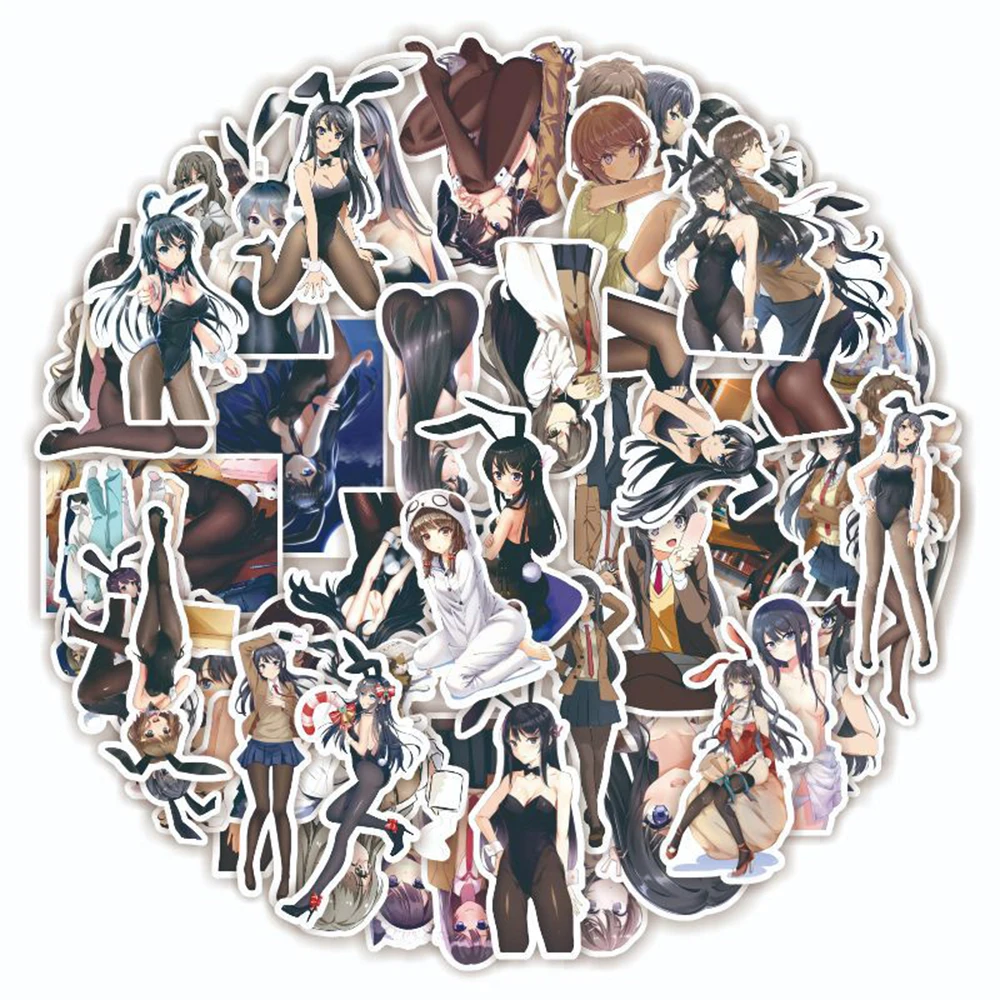 10/30/50pcs Seishun Buta Yarou Anime Stickers Girls Sakurajima Mai Sticker Waterproof Notebook Skateboard Luggage Sakuta Decal