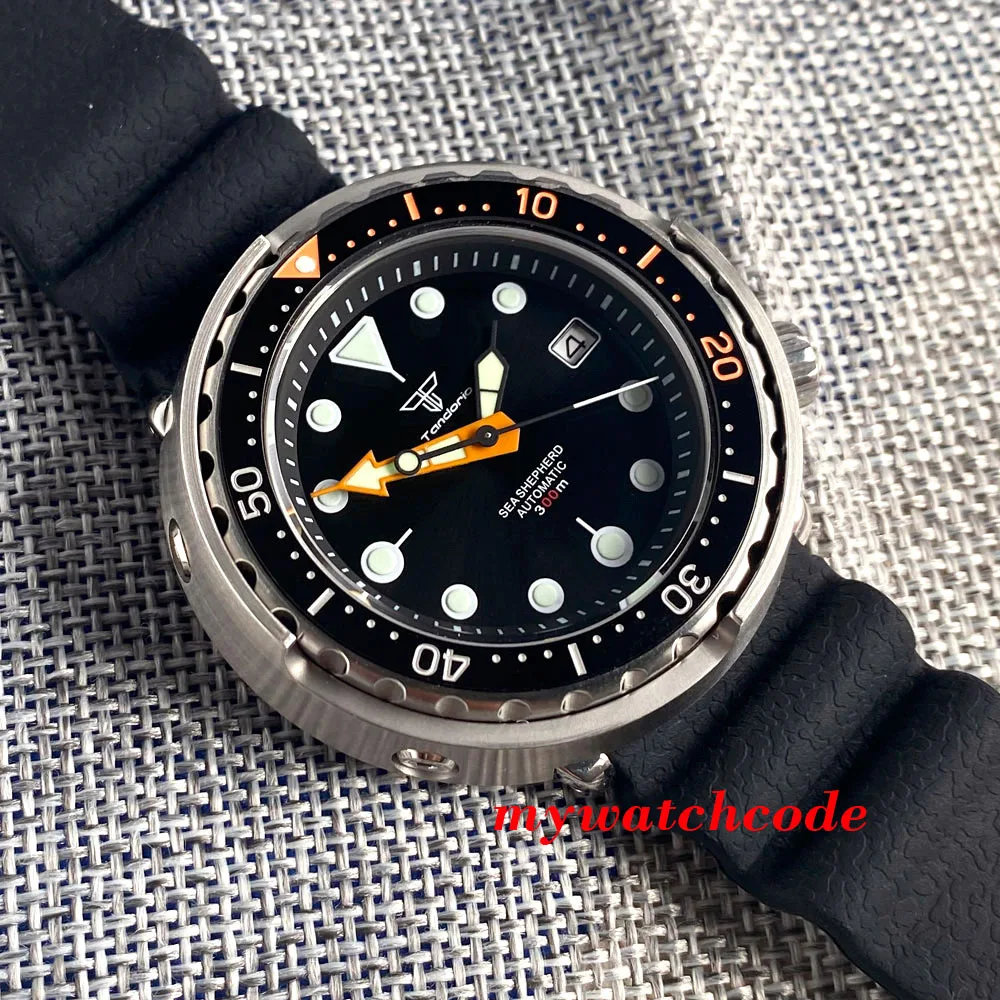 Tandorio Tuna Dive Orologio meccanico da uomo in acciaio 20bar impermeabile S NH36 Movt Orologio regalo con cinturino in silicone a lancetta