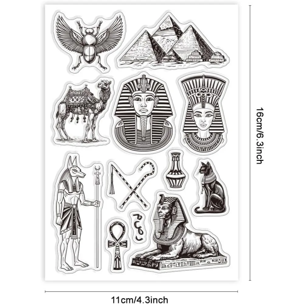 1pc Egypt Pyramids Clear Stamps Sphinx Camel Silicone Clear Stamp Seals Anubis Cat Transparent Stamps for DIY Scrapbooking