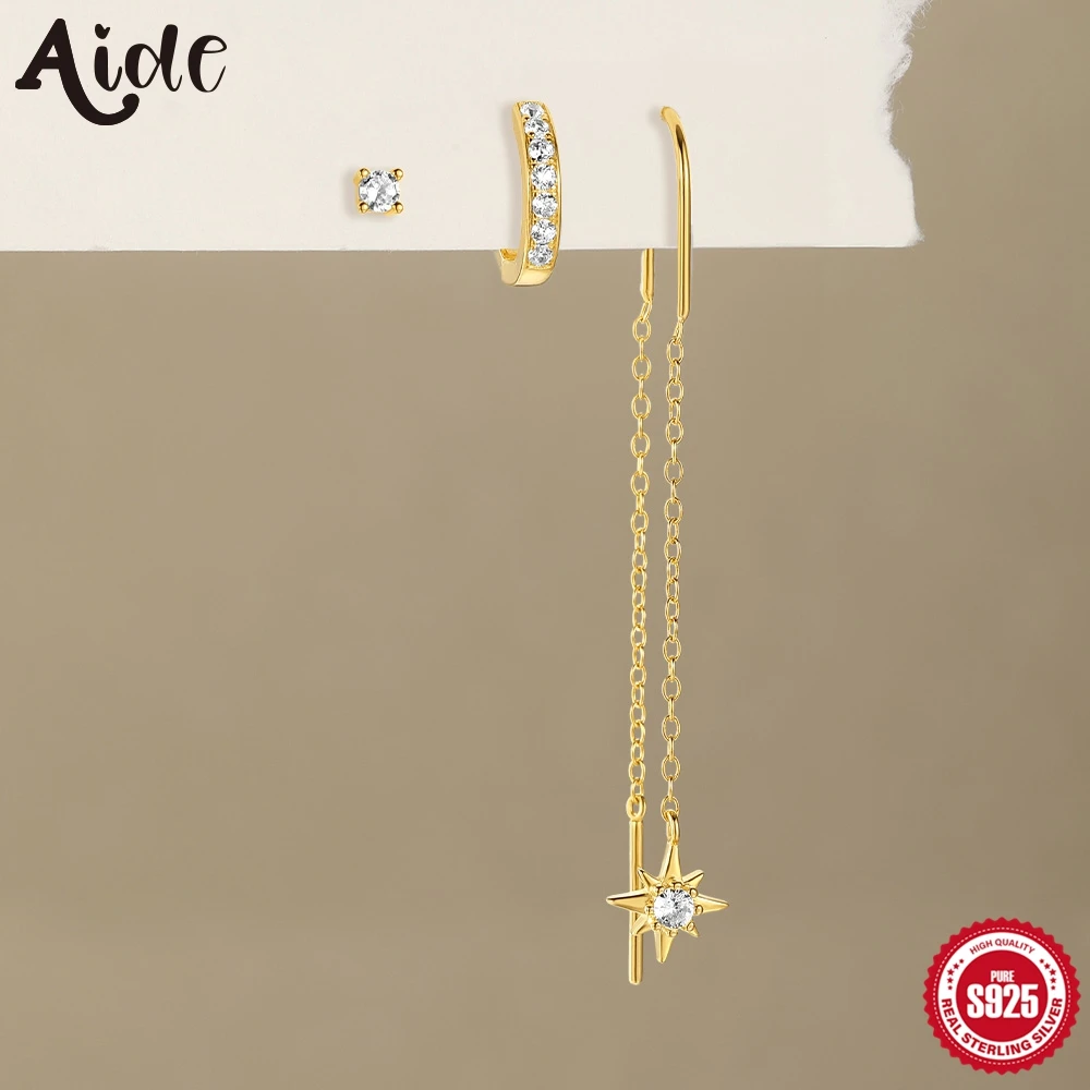 

Aide 925 Sterling Silver Asymmetric Drop Earrings for Women Double Round Hoops Earring Hot Sale Brincos Pendientes Jewelry