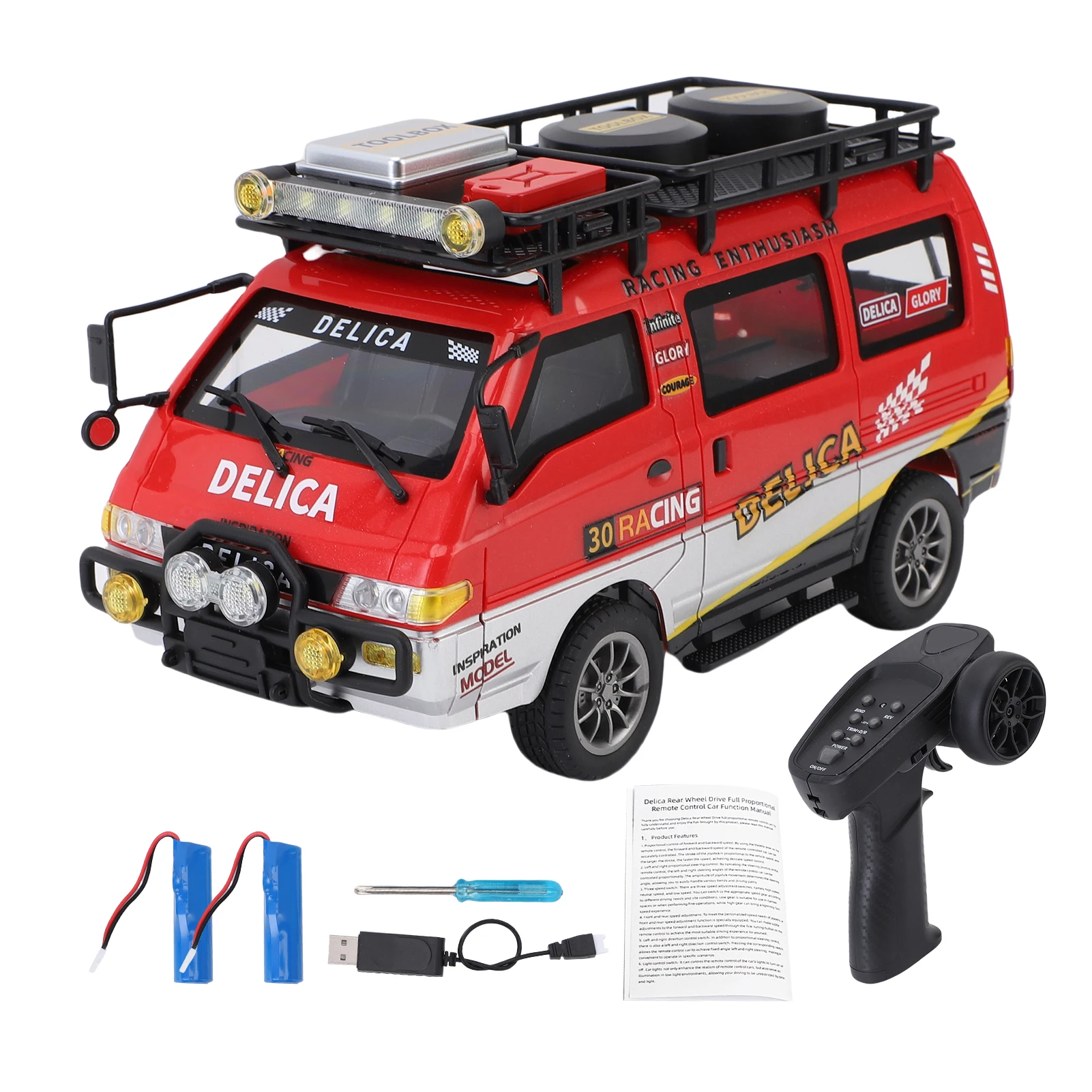 Furgone RC fuoristrada in scala 1:24, auto telecomandata proporzionale 2.4G, macchinina con fari a LED per adulti e bambini
