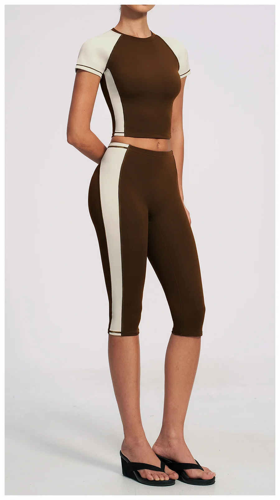 Yoga-Set 2-teilig Workout-Outfit Damen Trainingsanzüge Fitness-Weste Kurze Sporthose Ärmellose Capri-Hose Sportbekleidung Sport-BH Kleidung – Detail 22