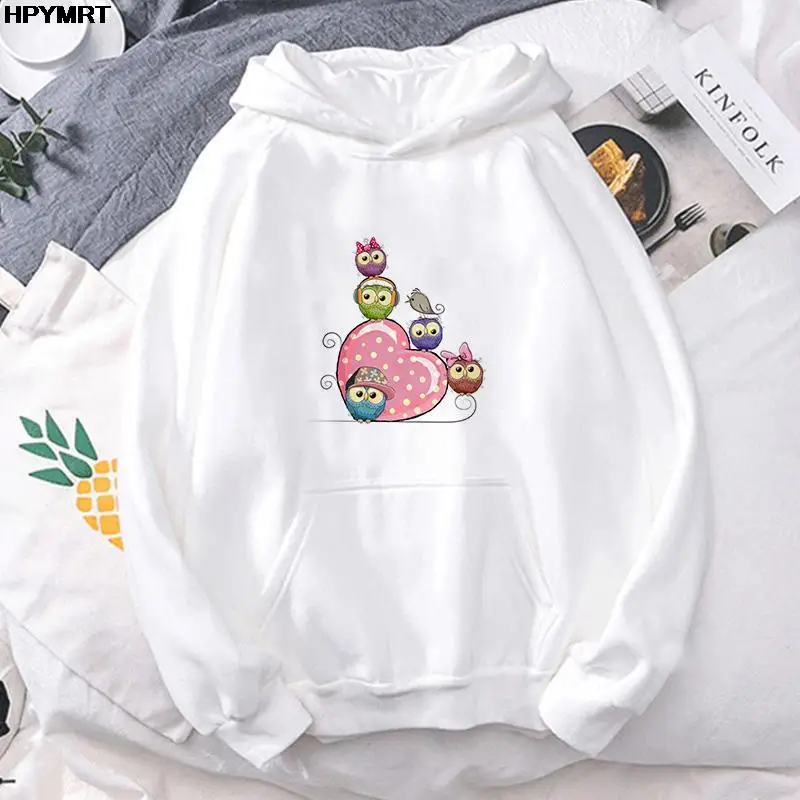 

Cute Owl Printed Women Hoodie Female Hoody Sweatshirt Streetwear Casual Tops Harajuku Graphics Kawaii Hipster Hoodies pullover