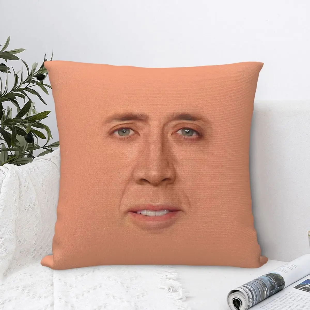 Nicolas Cage Face Cojines Throw Pillow Case Cushion Home Sofa Chair Print Decorative Coussin