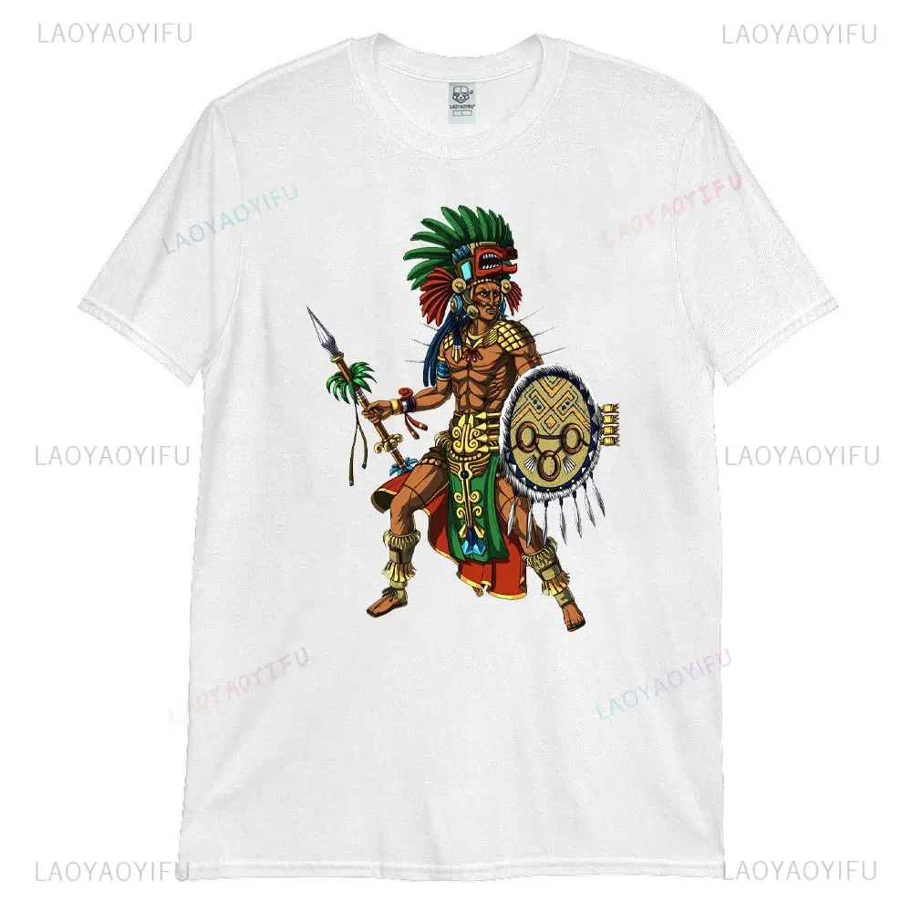 Aztec Warrior Jaguar Men's Cotton T-shirt Aztec Goddess Ancient Mayan Women's Shirt Harajuku Mexico Goth Clothing Mayan T-shirts image 6