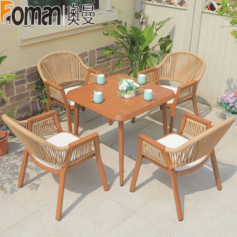 LMM outdoor simple rattan table and chair courtyard leisure outdoor Nordic furniture combination