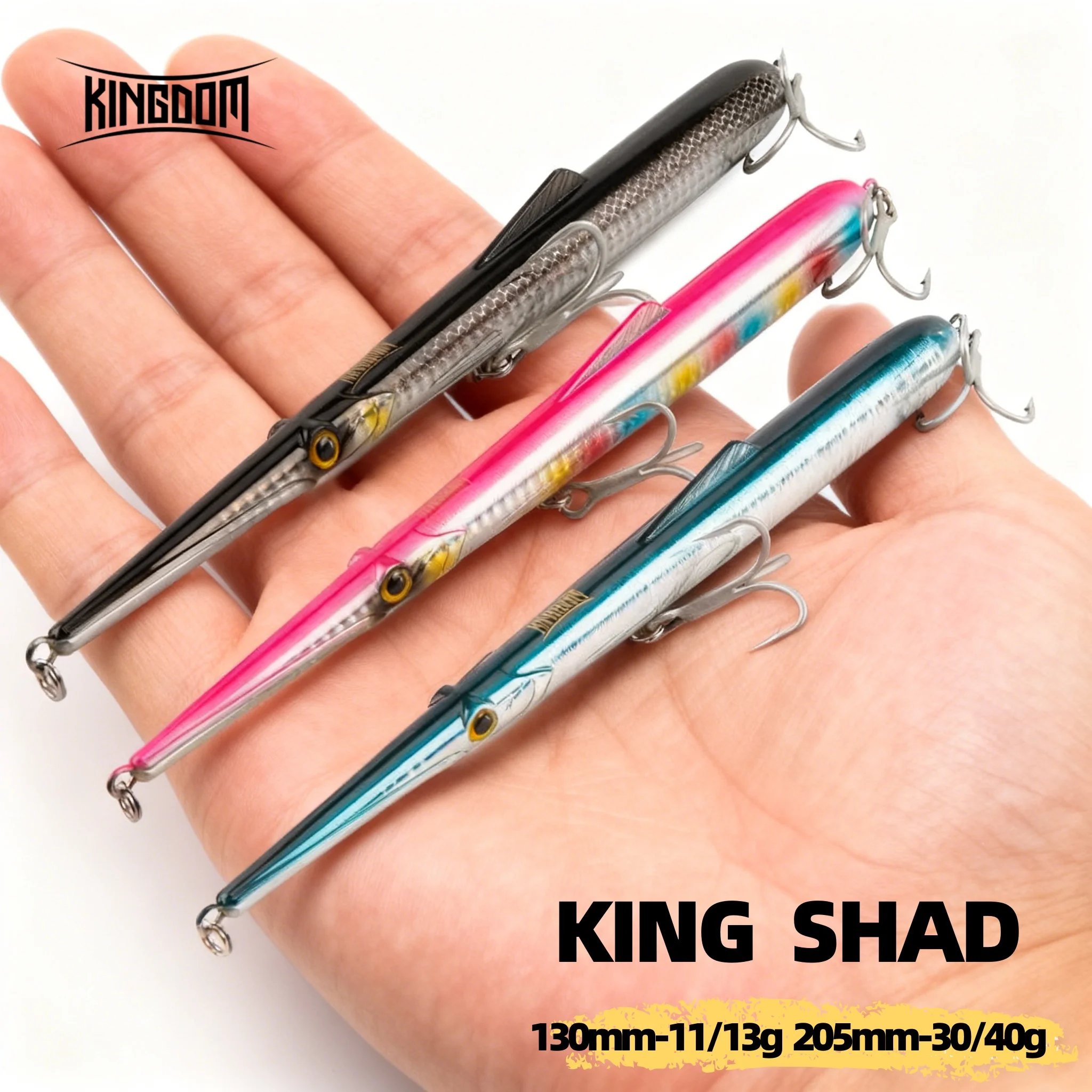 Kingdom-señuelo de pesca con lápiz flotante que se hunde, 11g, 13g, 30g, 40g, cebos artificiales duros, lubina de agua salada, Wobblers duros