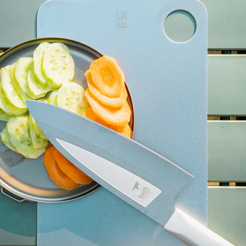 KEITH Double‑Sided Pure Titanium Cutting Board, Lightweight Chopping Board With Hanging Hole, Practical Cookware for Home