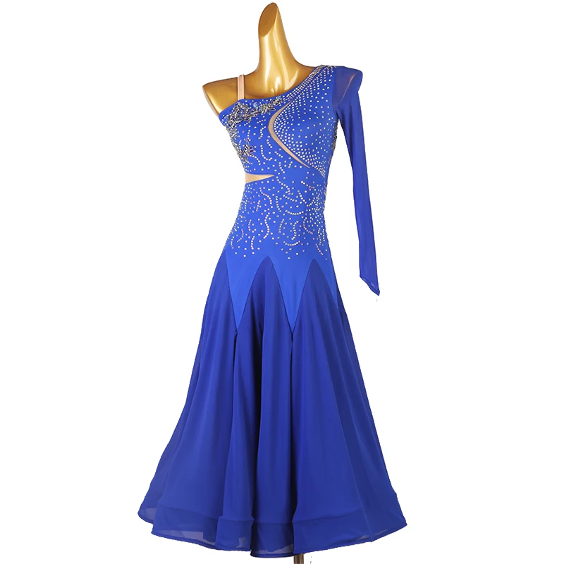 Modern Dance blue Dress National Standard Dance Waltz Performance Competition Dresses Professional Social Dance Costume Skirt