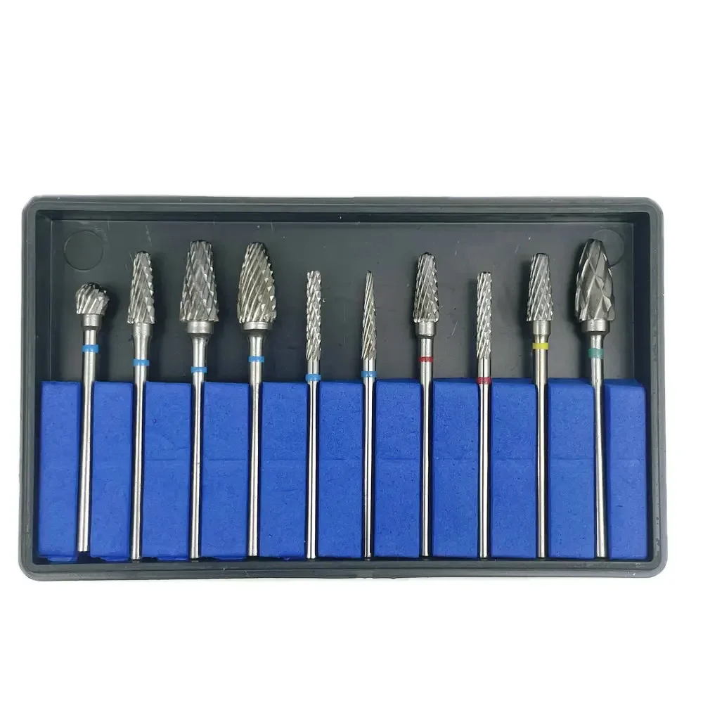 

10pcs Nail Carbide Drill Bits Dental HP Tungsten Carbide Cutter KIT Dental Burs Drills Tungsten Steel Material 2.35mm