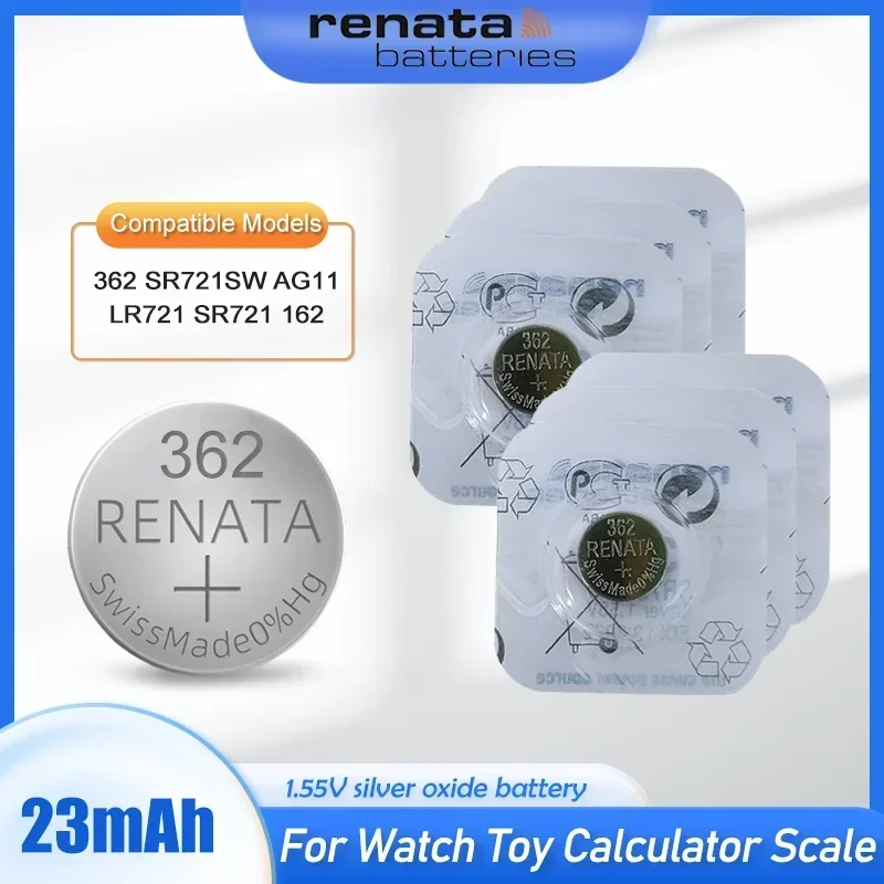 20-100PCS Renata 362 SR721SW AG11 LR721 162 1.55V Silver Oxide  Battery For Watch Scale Camera Button Coin Cell Swiss Made