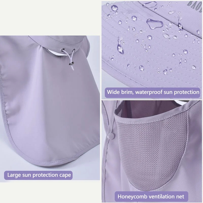 الصيف النساء كبيرة حافة الأشعة فوق البنفسجية حماية قبعة صياد مع تسرب ذيل حصان مقاوم للماء قبعة دلو في الهواء الطلق تنفس قبعة واقية من الشمس