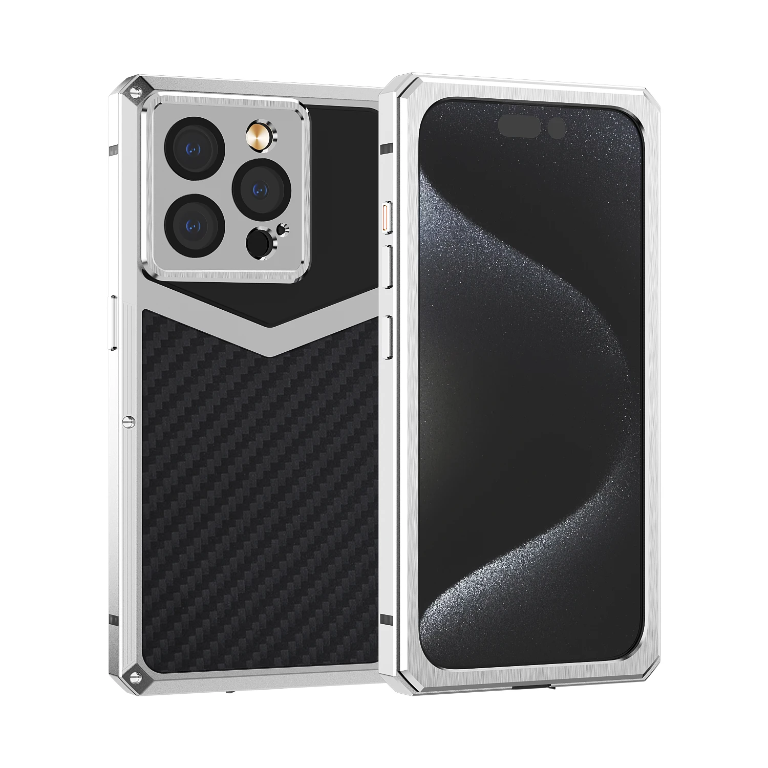 

Luxury Shockproof Metal Phone Case Suitable for iPhone 13/14/15Pro/15 Pro Max Lens Protection Heat Dissipation Hard Back Cover