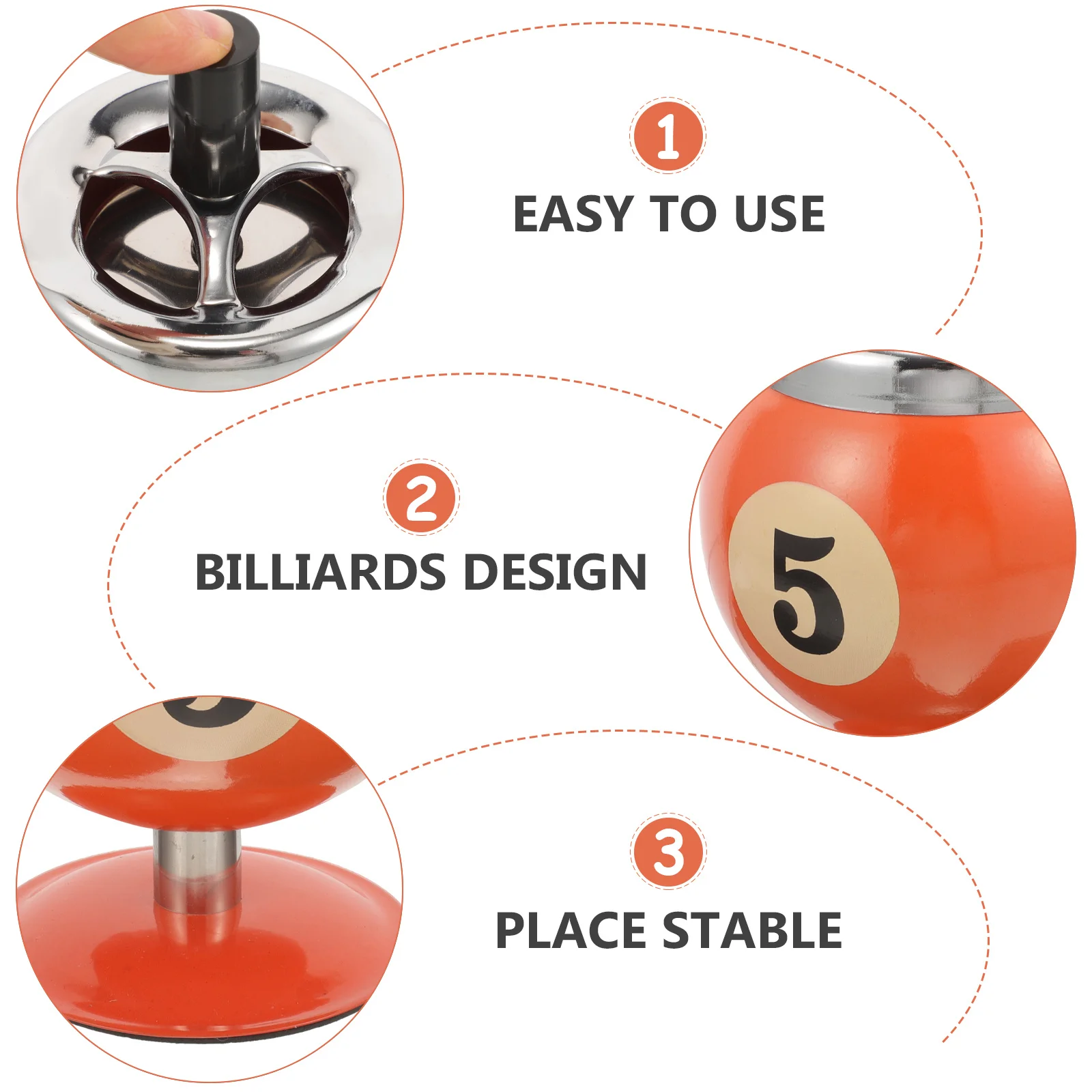 

Billiard Style Ashtray Iron Cigarette Holder Fire Resistant Home Office Automatic Extinguishing Small Ashtray For Indoor Outdoor