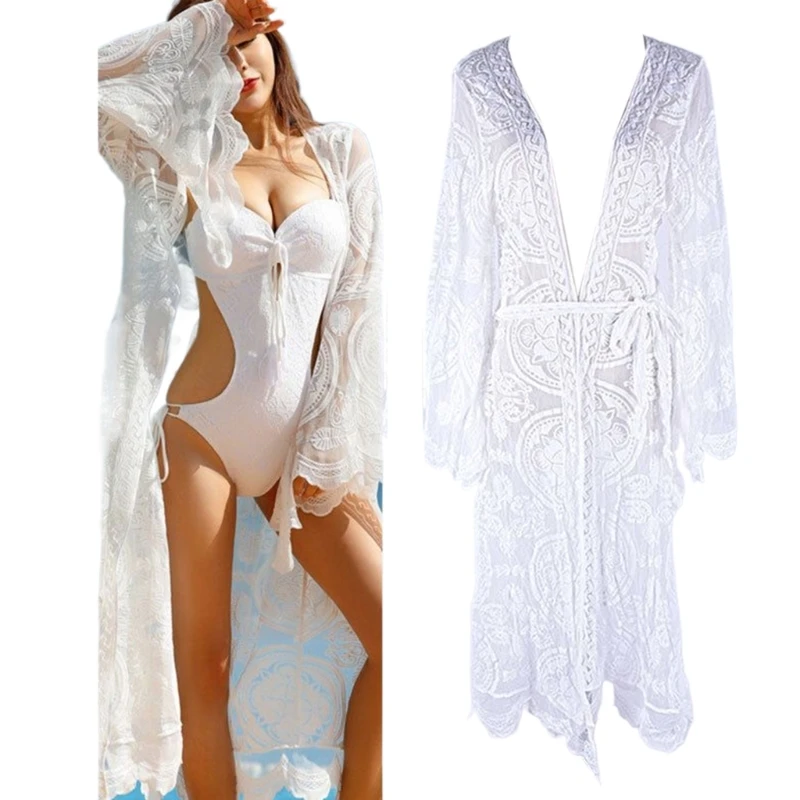 Bikinis mit offener Vorderseite, langer Kimono, Strand-Cardigans