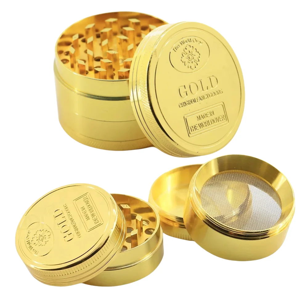 Tobacco Grinder Zinc Alloy Smoke Grass Grinders 40/50/63mm 4-layer Herbal Spice Pepper Mill Crusher Smoking Pipe Accessories