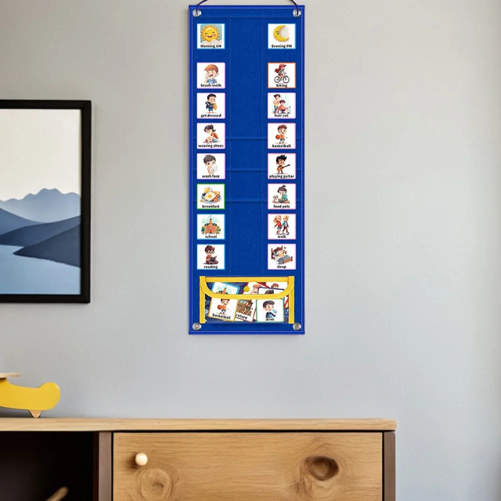 

1 set 1 Set Kids Visual Schedule Calendar Chart 2 In 1 Daily Routine Chore Planner Wall Pocket Board For Toddlers Classroom Home