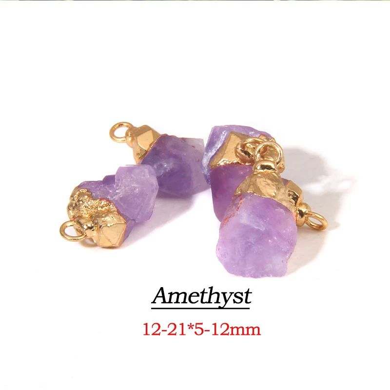 Mini Rohstein Anhänger Natürlicher Labradorit Achat Amethsyts Reiki Rohes Mineral Charms Für Schmuck Machen DIY Ohrringe Halskette 2PCS