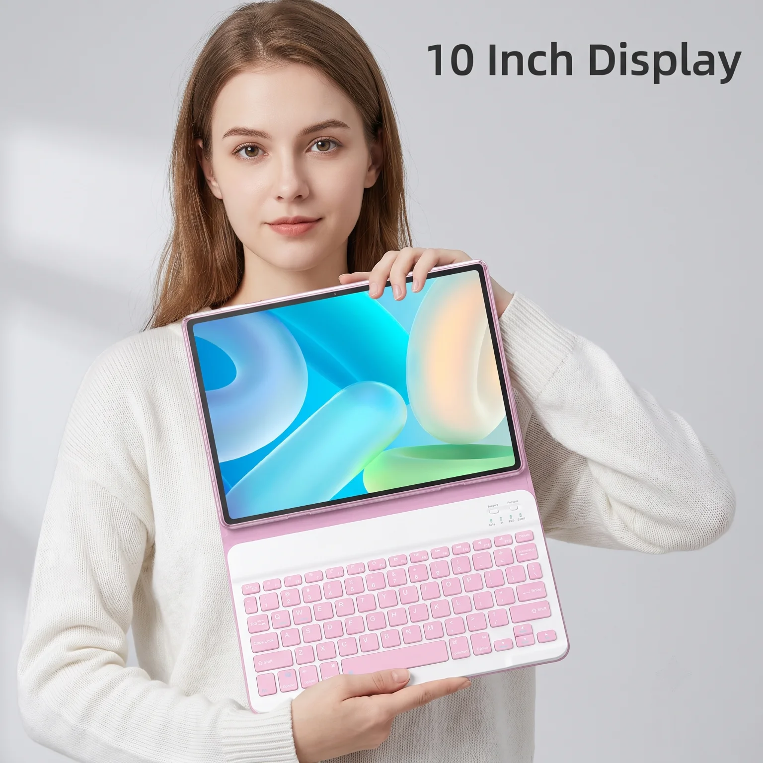 10 Inch Android 15 Tablet 8GB 128GB Quad Core WiFi 6 Tablet PC with Bluetooth Keyboard Mouse Stylus Protective Case
