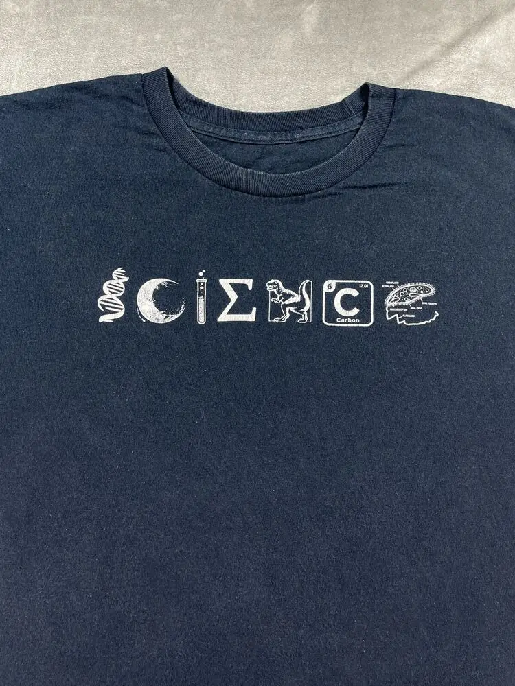 SCIENCE Shirt Large Ideology Scientific Method alchemy Spellout Faded Black