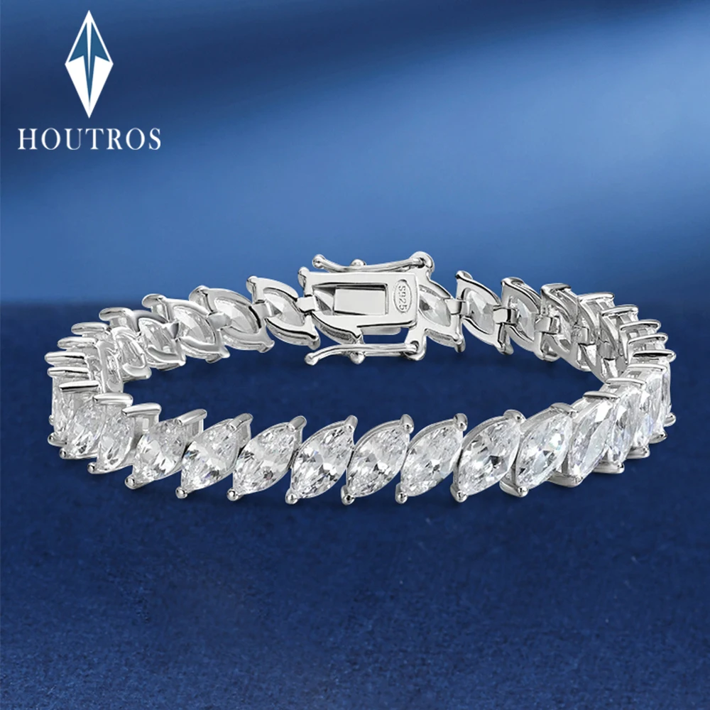 4*8mm Marquise Cut Full Moissanite/Zircon Bracelet for Women Original 925 Sterling Silver Bracelets Wedding Party Fine Jewelry