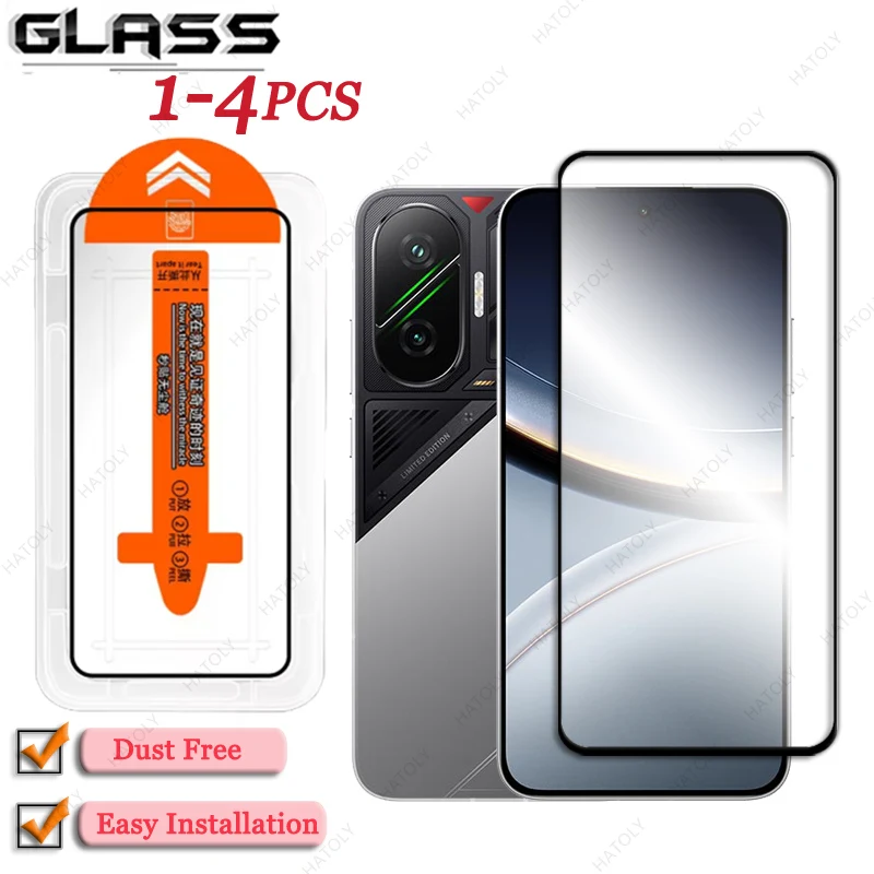 4PC Dust Free Easy Installation Glass Screen Protector For Xiaomi Poco F7 5G Black Edge Protective Film For Redmi Turbo 4 Pro