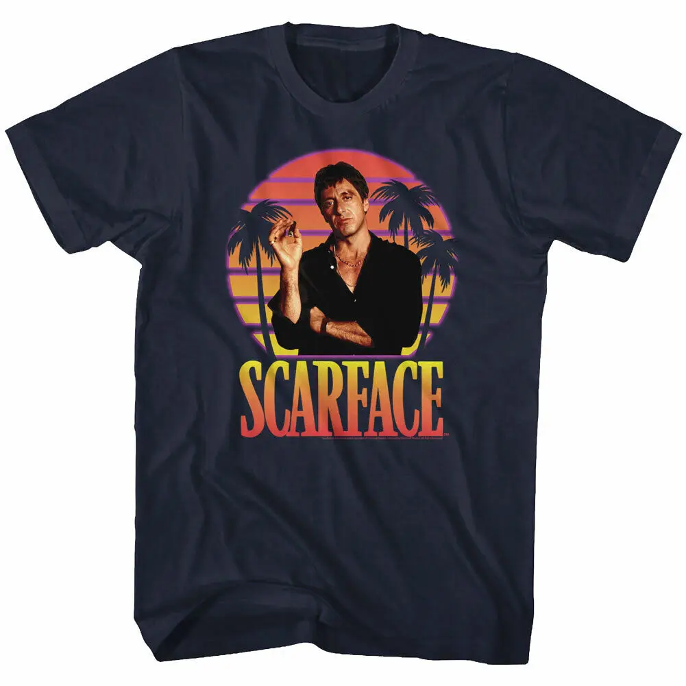 Scarface Tony Montana Miami Sunset Men's T Shirt Tropical Al Pacino Cuban Mafia